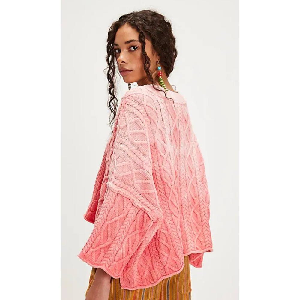 NEW FREE PEOPLE PINK WASHED ASHORE SWEATER SZ XS - Picture 3 of 8